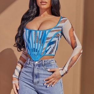 Detailed Long Sleeve Corset